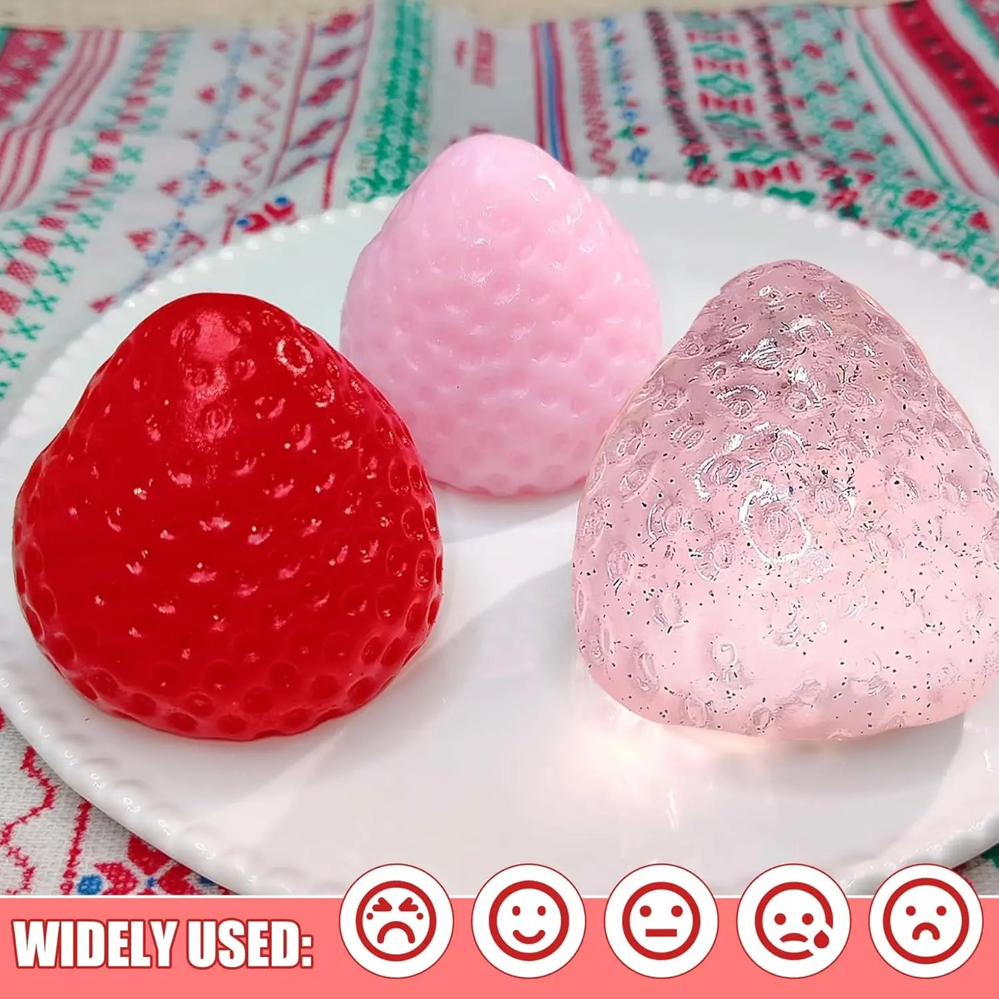 Extra Large 5-Inch Taba Squishy Hamster Strawberry Stress Balls – Vanilla Strawberry Butter Slime, Set of 3 for All Ages