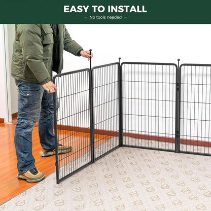 FXW Rollick Unleashed Dog Playpen for Indoor and Outdoor Use, Available in Heights of 40", 45", and 50" with 8 or 16 Panels for Medium and Large Dogs, Black/White│Patented Design, Summervibes