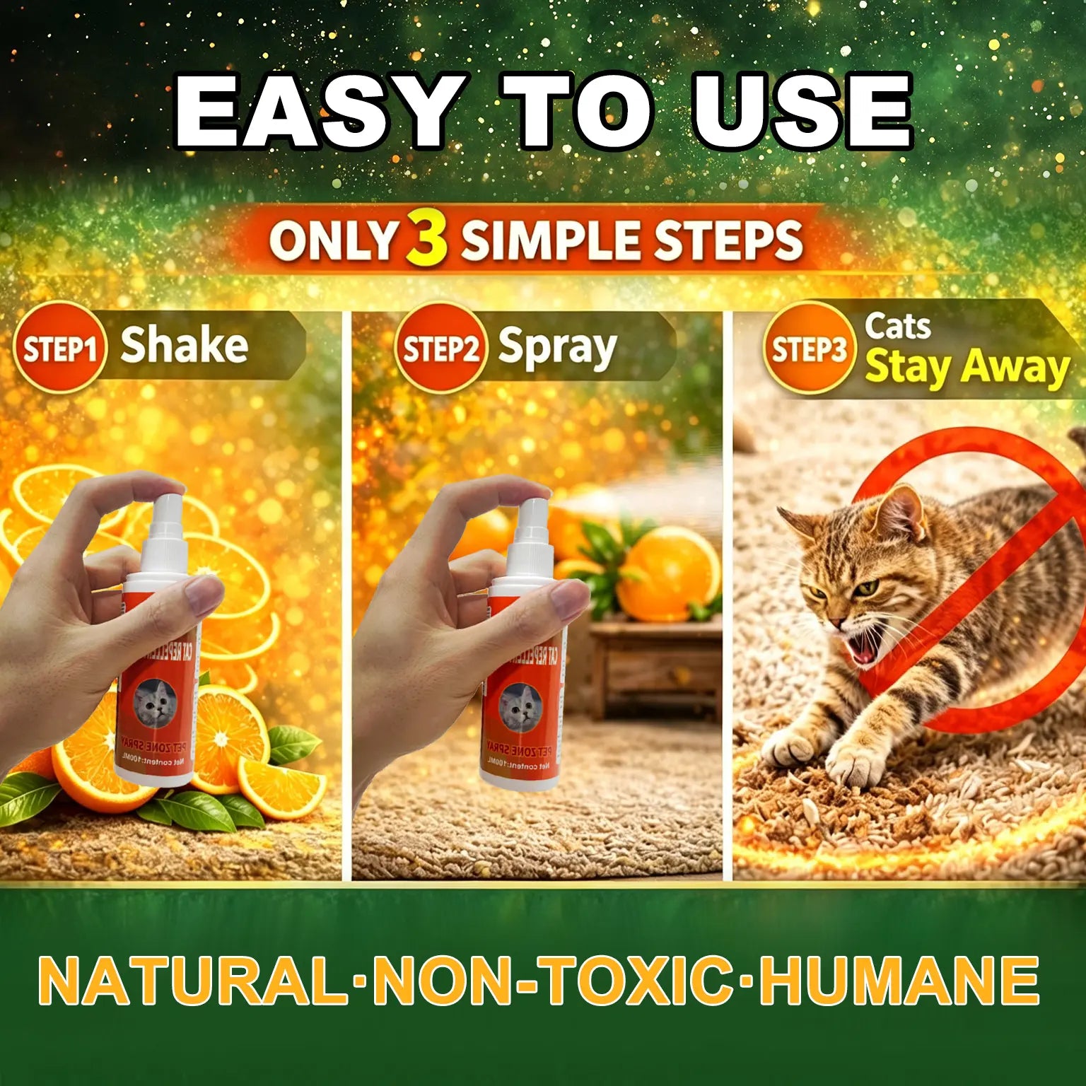 Cat Deterrent Spray for Indoor and Outdoor Use, Furniture Protection and Anti-Marking Solution for Sofas and Carpets, Made with Natural Ingredients (100 ml x 2)