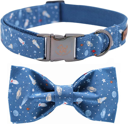 Adjustable Cotton and Webbing Bowtie Collar for Dogs and Cats of All Sizes