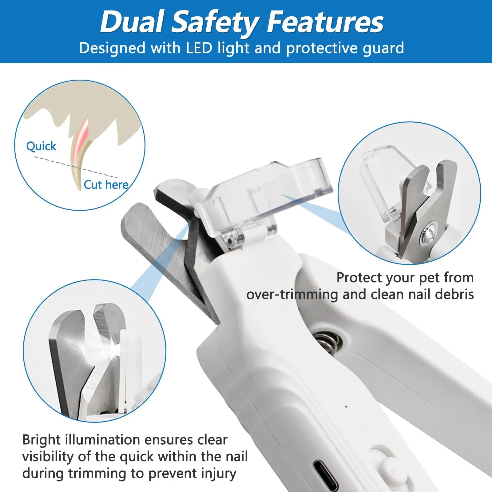 PetPulse Dual-Function LED Nail Grinder for Dogs and Cats - Precision Nail Trimmer with Ergonomic Non-Slip Handle for Safe Home Grooming