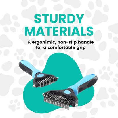 Stainless Steel Double-Sided Pet Detangling Comb - 1 Piece Dog and Cat Grooming Brush for Effective Shedding and Fur Care with Optimal Blade Spacing