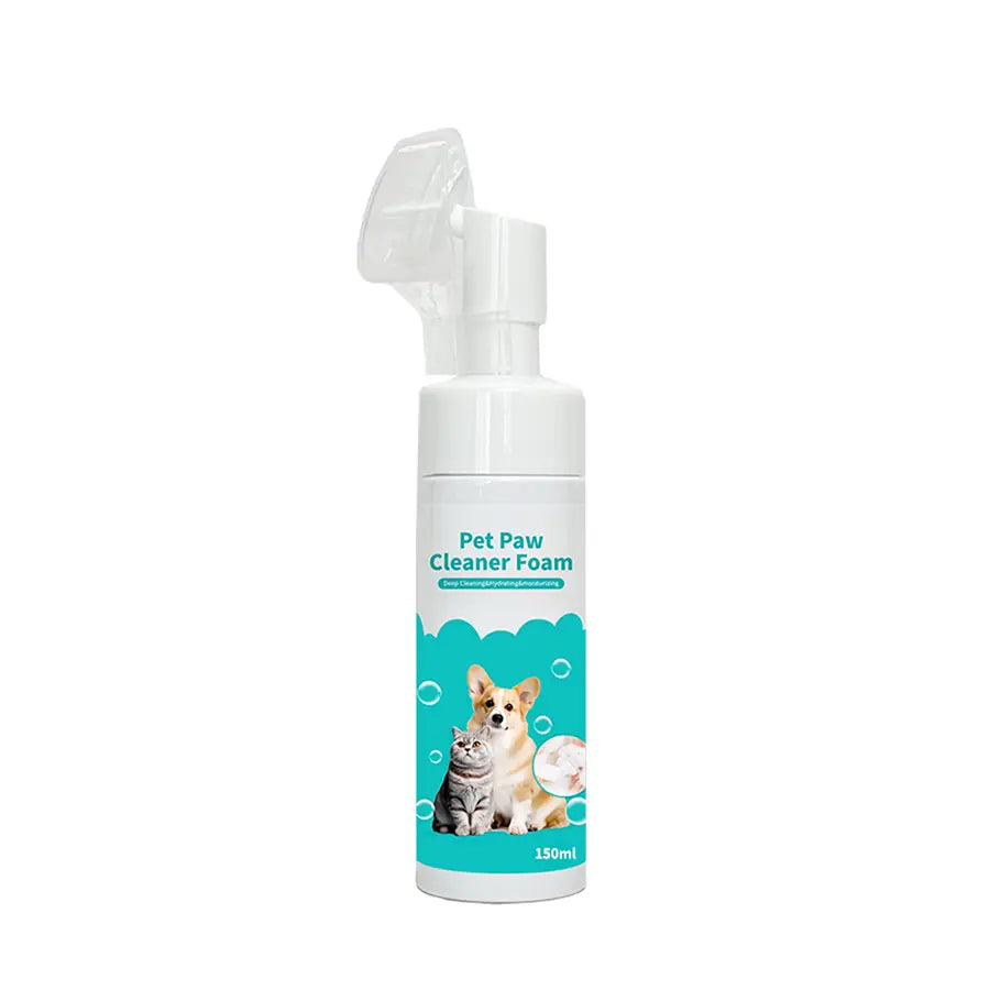 Waterless Pet Paw Cleaner Foam with Silicone Brush - 5 Oz Dog and Cat Foot Washer for Grooming and Moisturizing