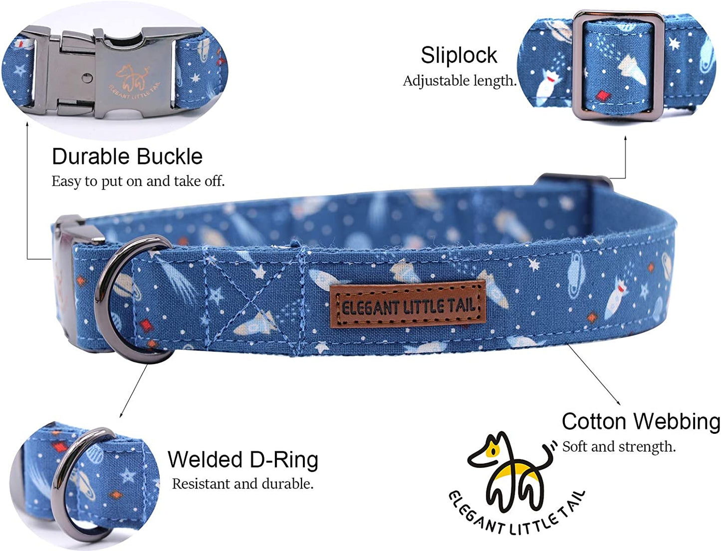 Adjustable Cotton and Webbing Bowtie Collar for Dogs and Cats of All Sizes