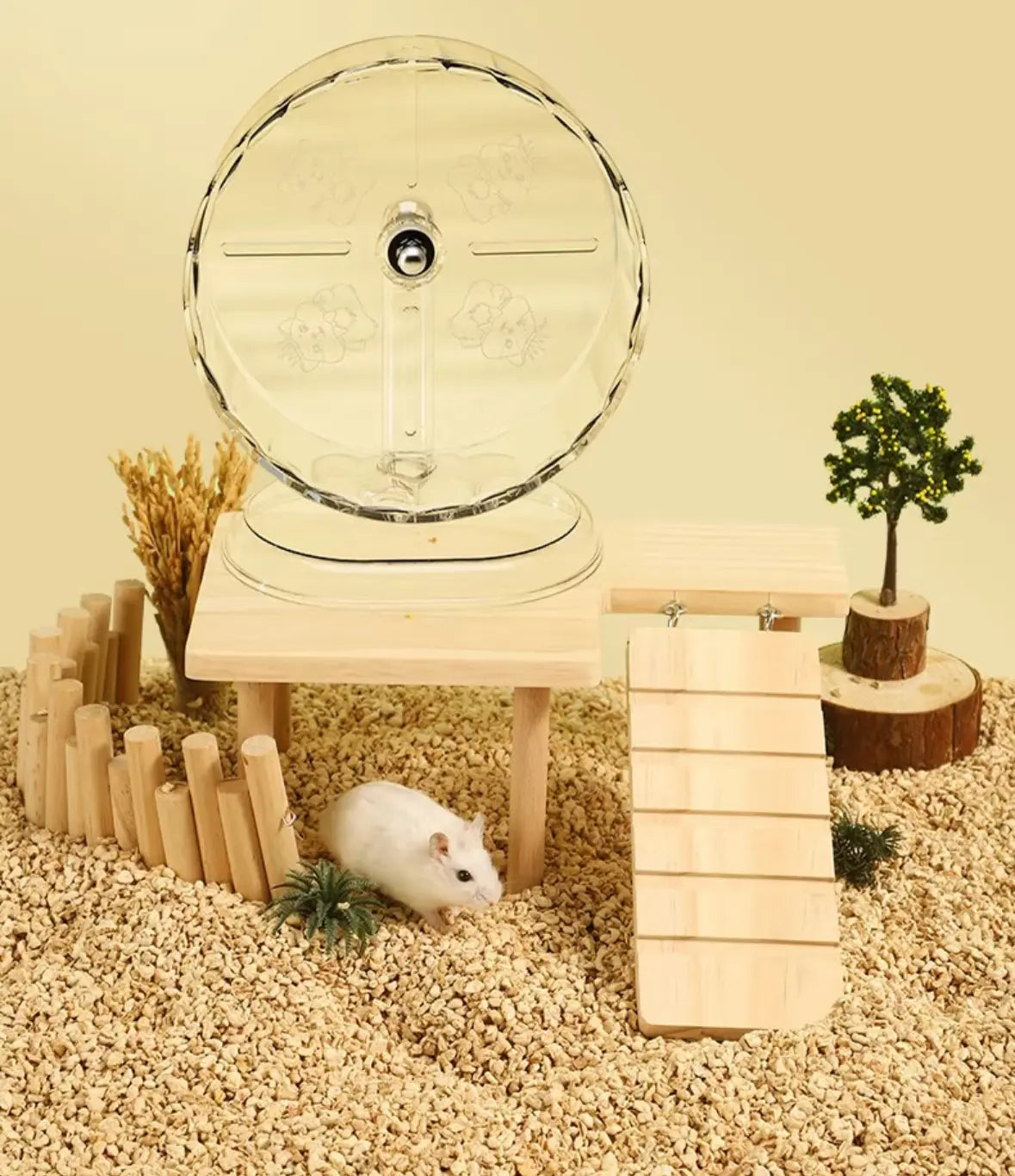 Transparent Silent Hamster Wheel with Double Bearings | Quiet Exercise Wheel for Syrian Hamsters | Durable Clear Acrylic Pet Accessory for Noiseless Nighttime Activity