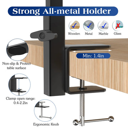 Pawaboo Professional Dog Grooming Table Arm with Clamp, 35" Adjustable Grooming Stand and Complimentary No-Sit Haunch Holder with Grooming Loop, Foldable Design for Small to Medium Pets