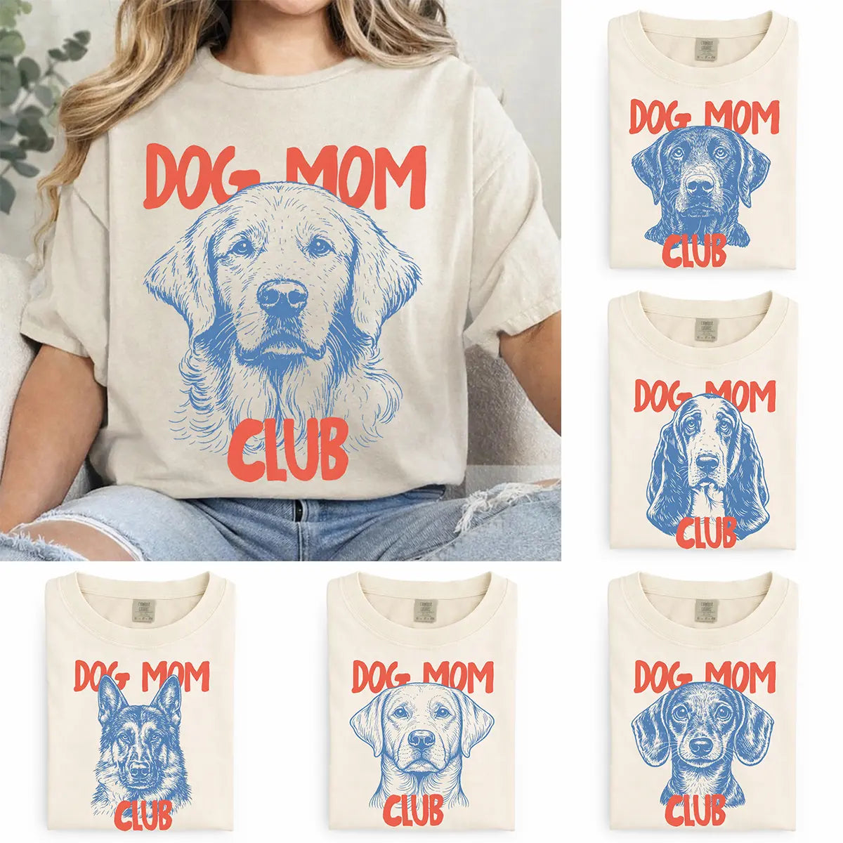 Puppy Love Dog T-Shirt Featuring 50 Dog Breeds, Comfort Colors Dog Mom Graphic Tee, Ideal Gift for Dog Moms and Animal Lovers, Trendy and Humorous Design