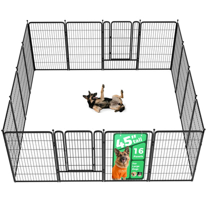 FXW Rollick Unleashed Dog Playpen for Indoor and Outdoor Use, Available in Heights of 40", 45", and 50" with 8 or 16 Panels for Medium and Large Dogs, Black/White│Patented Design, Summervibes