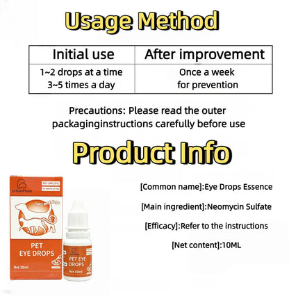 Veterinary Eye Drops and Infection Treatment for Dogs and Cats - Alleviate Infections, Allergies, Dry Eyes, and Pink Eye; Tear Stain Cleaner and Eye Rinse for Kittens