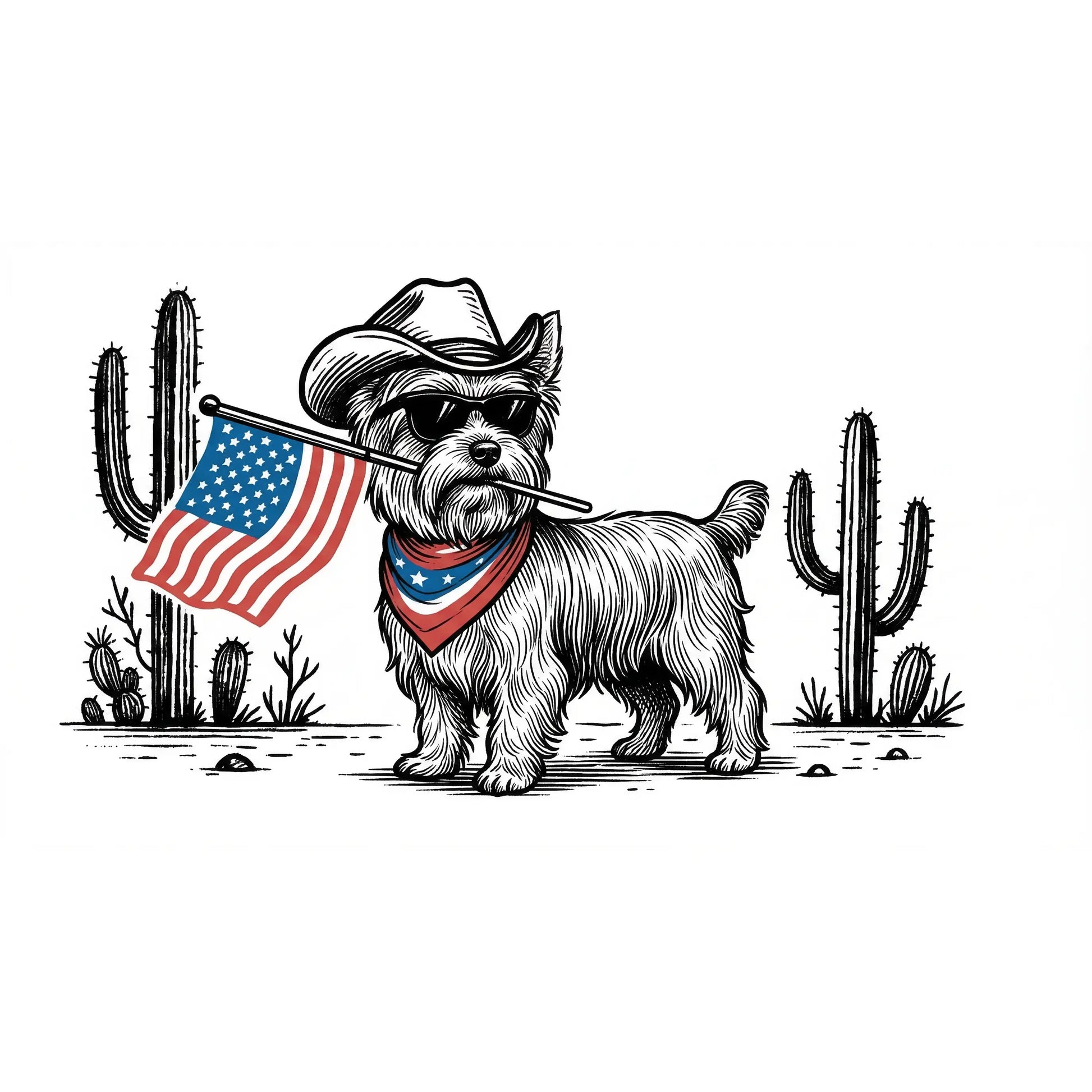 Patriotic Dog Shirt by Comfort Colors for Over 50 Breeds - Western Cowboy Tee, Ideal 4th of July Gift for Dog Lovers, USA Flag Design
