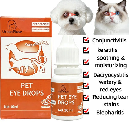 Veterinary Eye Drops and Infection Treatment for Dogs and Cats - Alleviate Infections, Allergies, Dry Eyes, and Pink Eye; Tear Stain Cleaner and Eye Rinse for Kittens