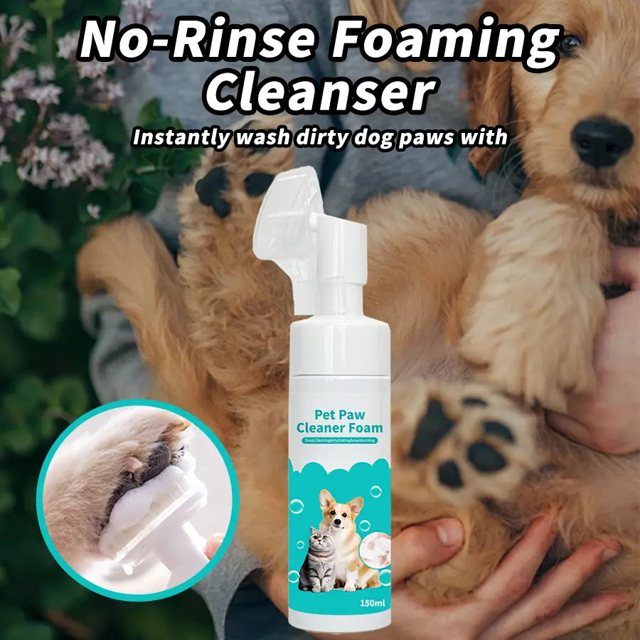 Waterless Pet Paw Cleaner Foam with Silicone Brush - 5 Oz Dog and Cat Foot Washer for Grooming and Moisturizing